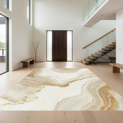 Cream Gold Veined Marble Rug