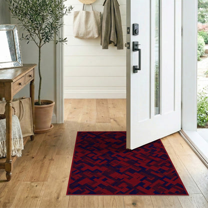 Red Geometric Modern Area Rug
