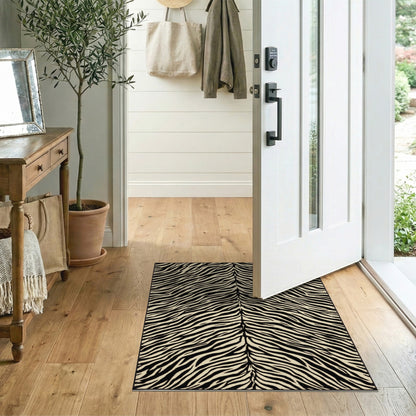 Geometric Modern Black and White Zebra Stripe Black White Area Rug