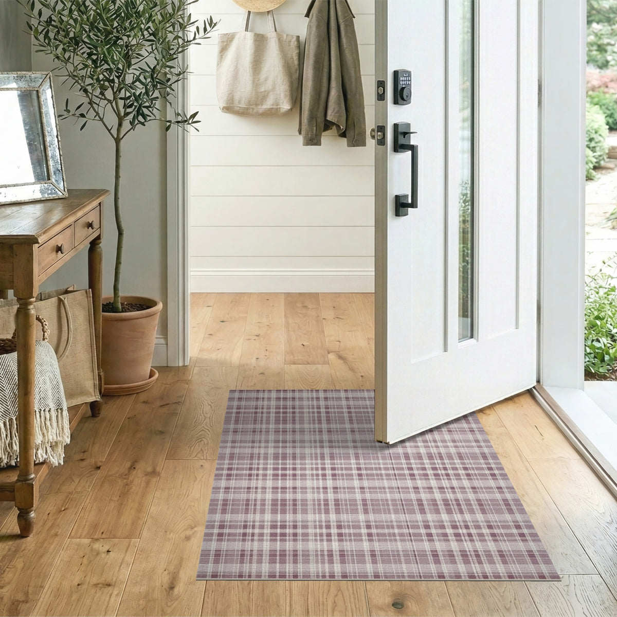 Plaid Purple Plaid Geometric Area Rug