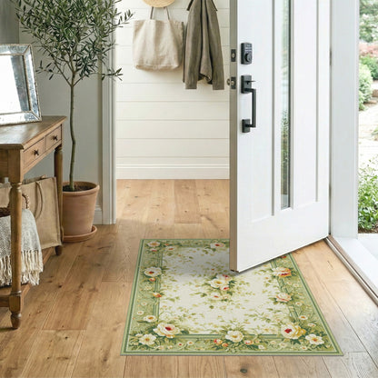 Floral Vintage Green Floral Vintage Rose Area Rug