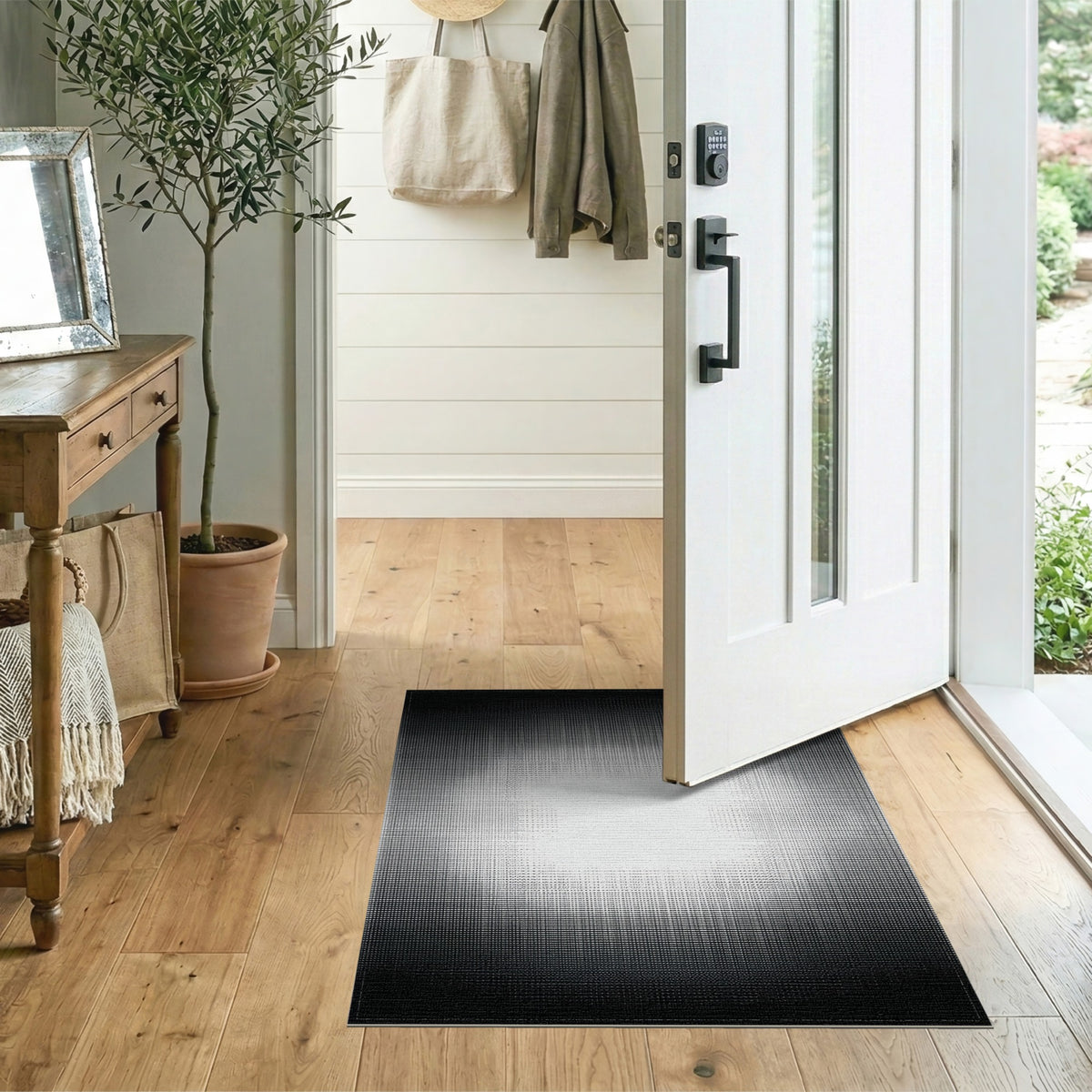 ODIKA Black White Dot Gradient Area Rug