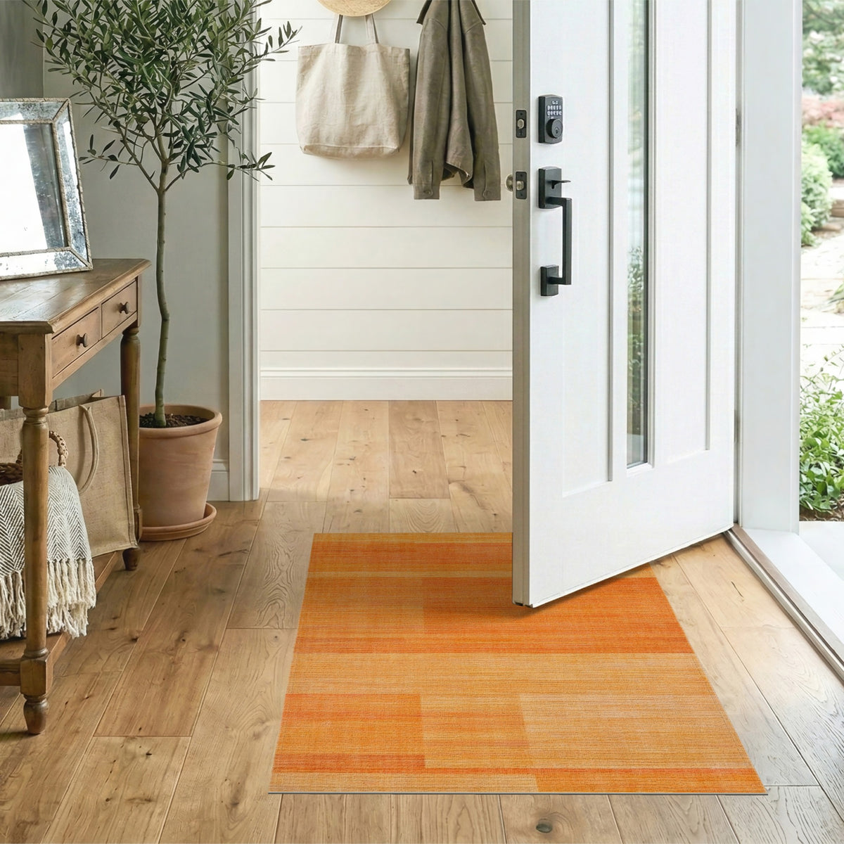 Geometric Modern Orange Gradient Geometric Area Rug