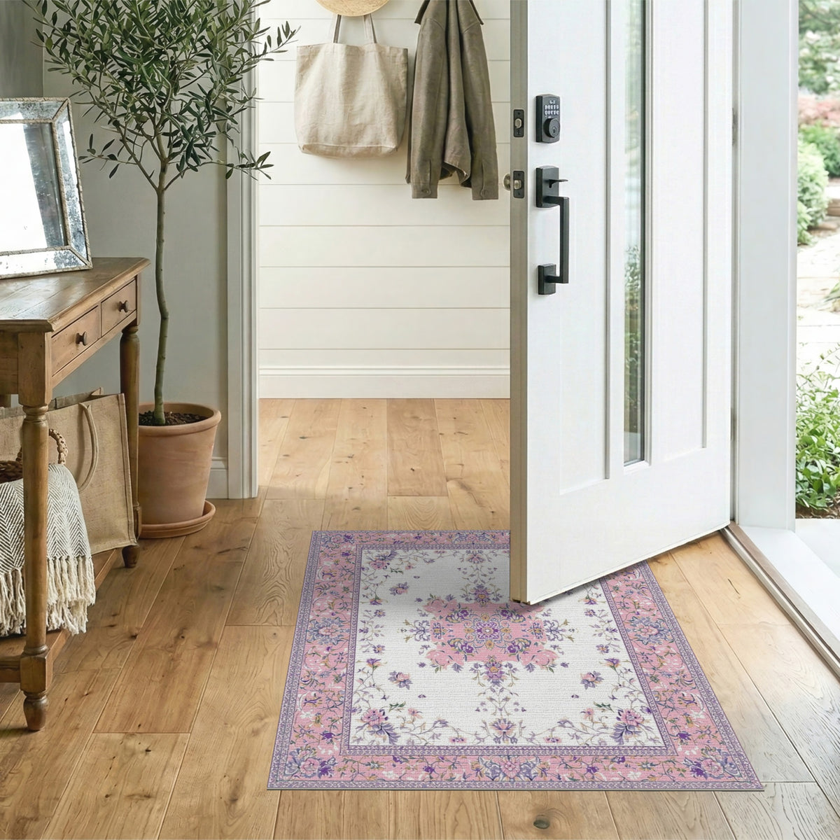 Pink Floral Vintage Area Rug