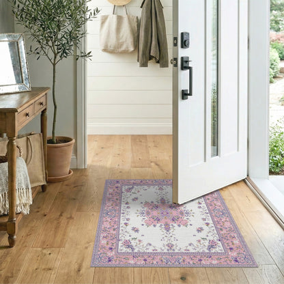 Pink Floral Vintage Area Rug
