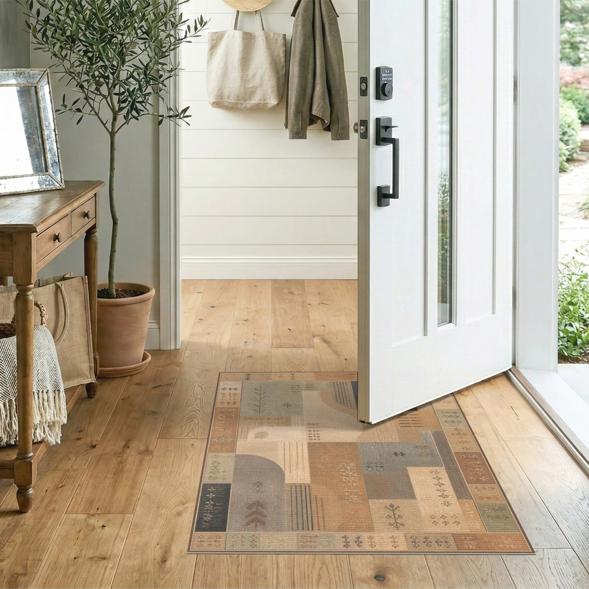 Geometric Modern Brown Tan Geometric Abstract Area Rug