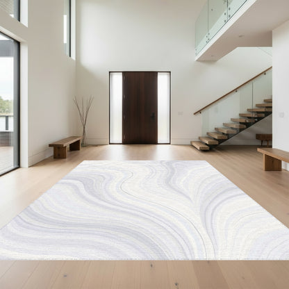 Abstract Gray Flowing Waves Rug