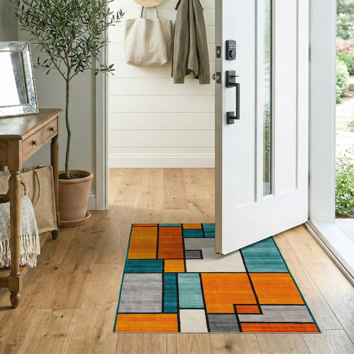 Bold Geometric Multi-Color Area Rug