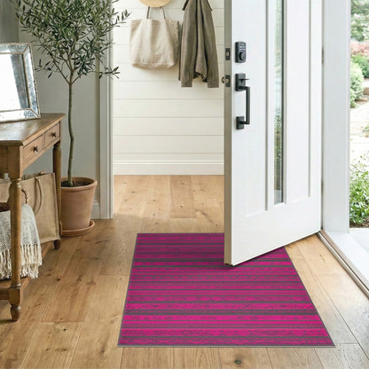 Bold Pink Tribal Striped Area Rug