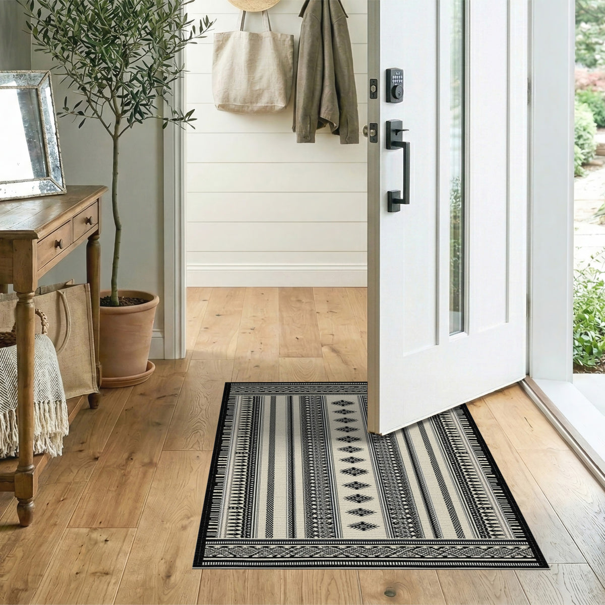 Black White Heritage Tribal No. 61 Area Rug
