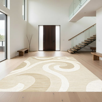 Beige Swirling Curl Rug