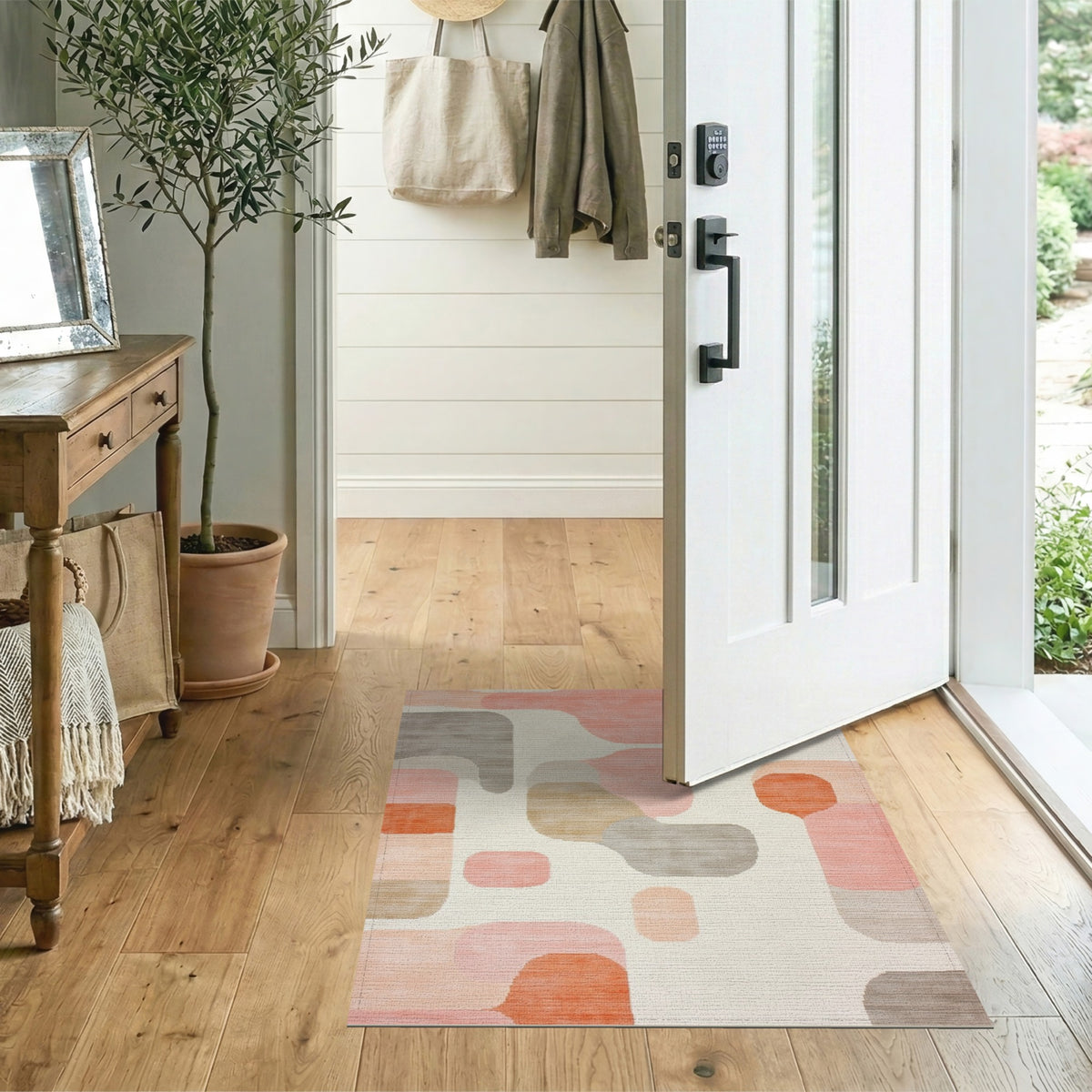 Pink Organic Abstract Area Rug