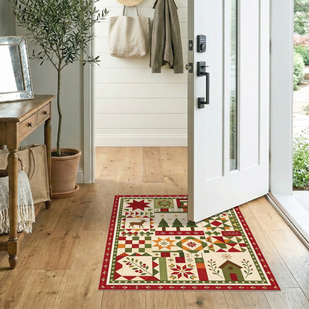 Christmas Patchwork Deer Area Rug