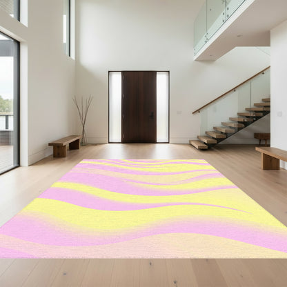 Pink Yellow Wavy Gradient Rug