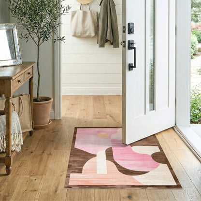 Blush Pink Abstract Area Rug