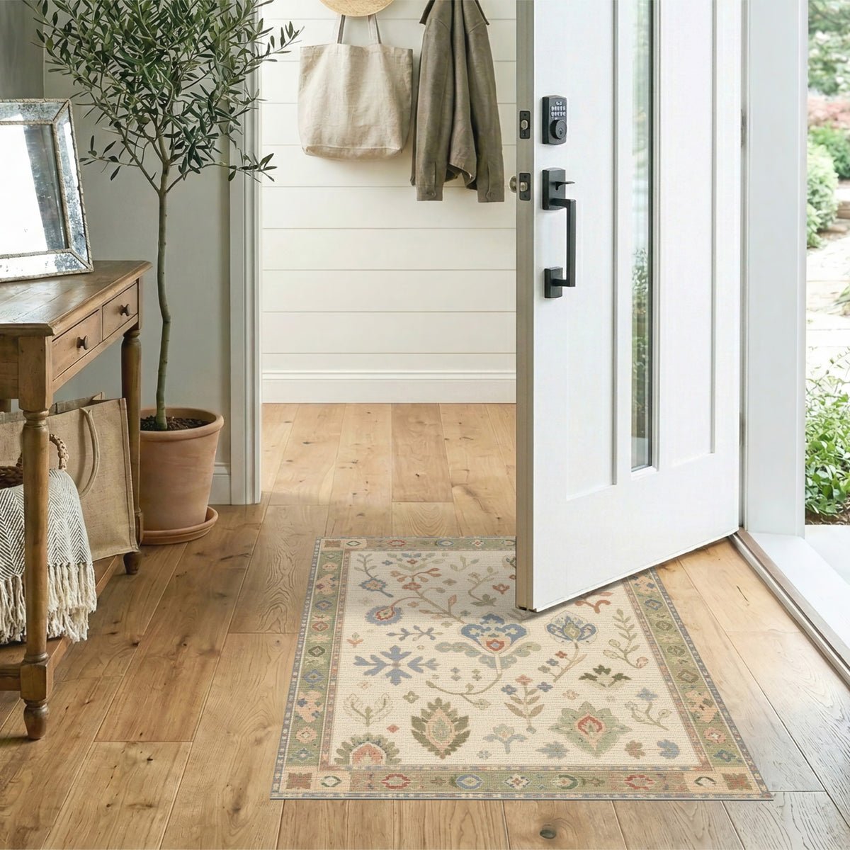 Vintage Floral Beige Area Rug