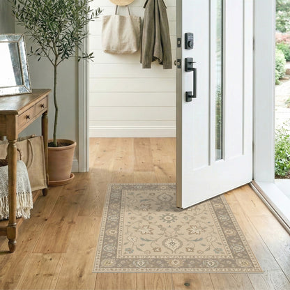 Vintage Beige Floral Area Rug