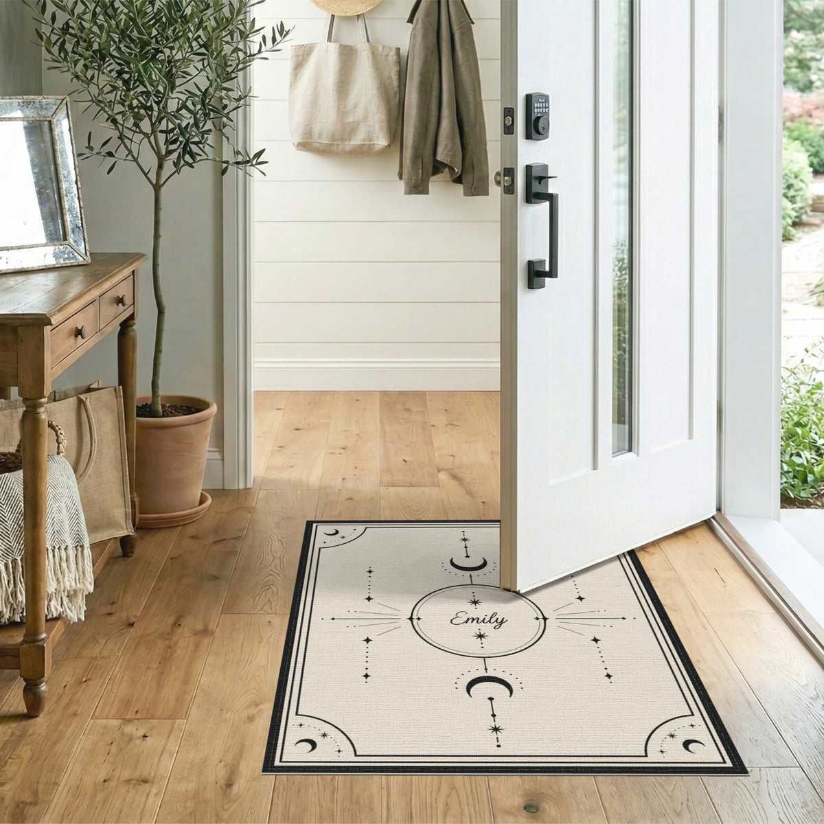 Black and White Celestial Moon Phase Area Rug
