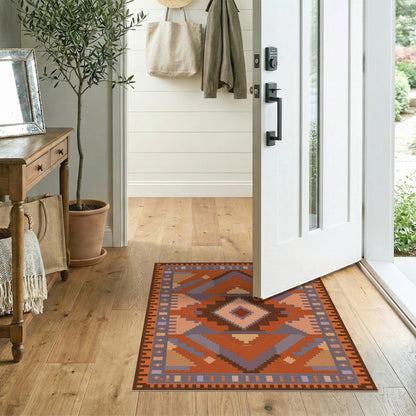 Geometric Southwestern Geometric Orange Area Rug