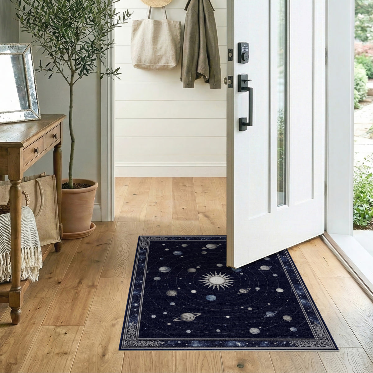 Celestial Solar System Navy Area Rug