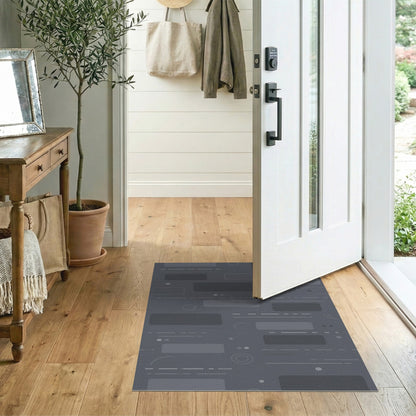 Grey Geometric Grey Area Rug