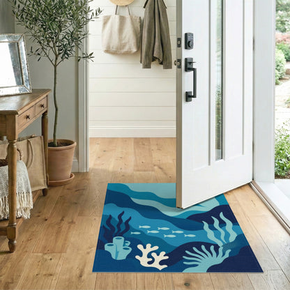 Ocean Waves Coral Reef Area Rug