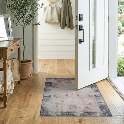 Pink Distressed Vintage Floral No. 7 Area Rug