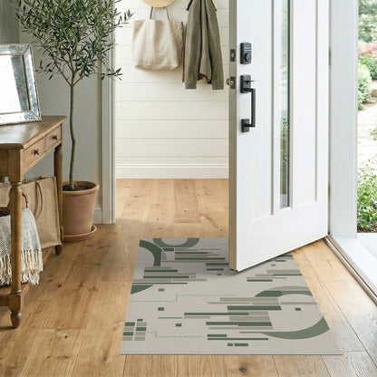 Green Geometric Abstract Area Rug
