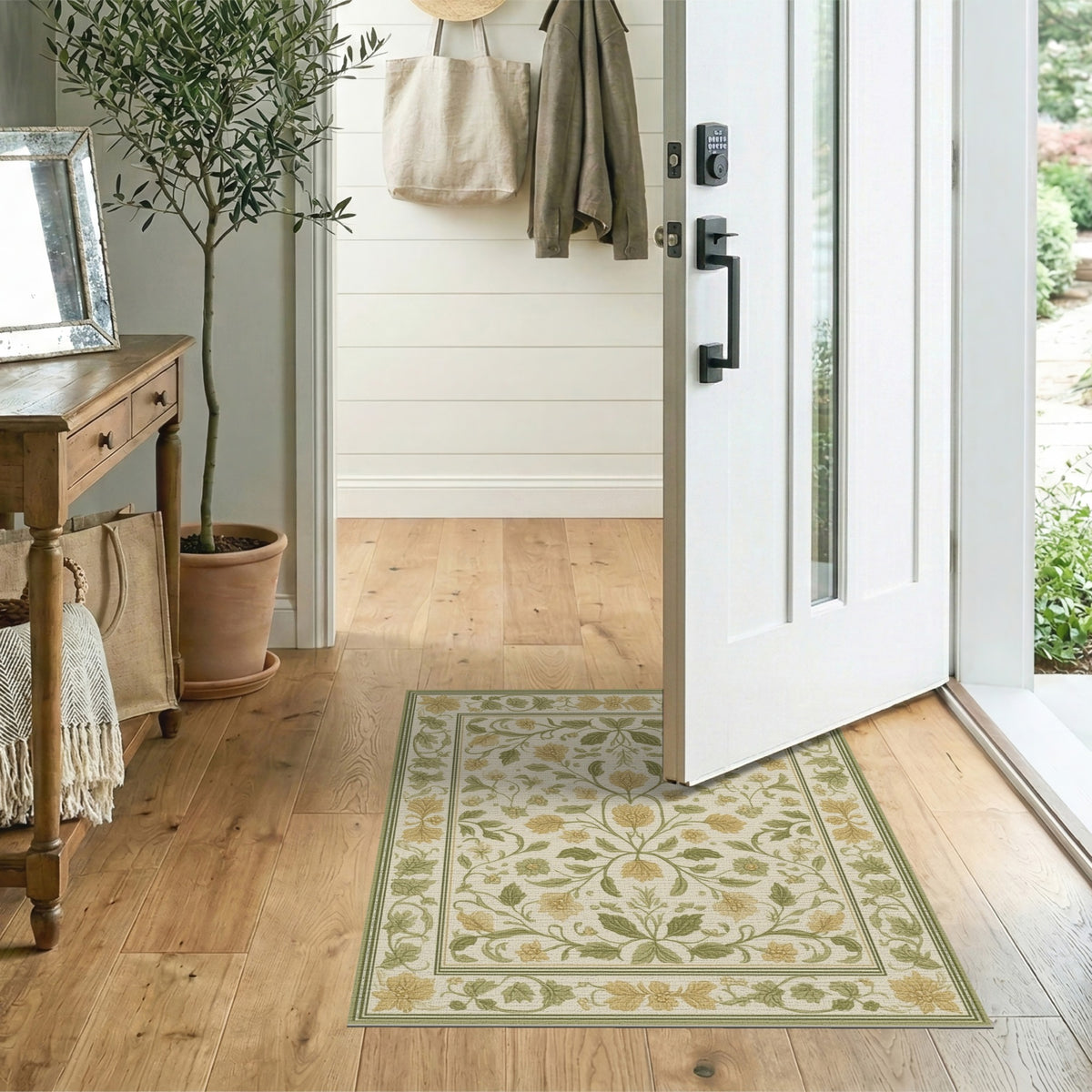 Floral Vintage ODIKA Green Floral Vintage Area Rug