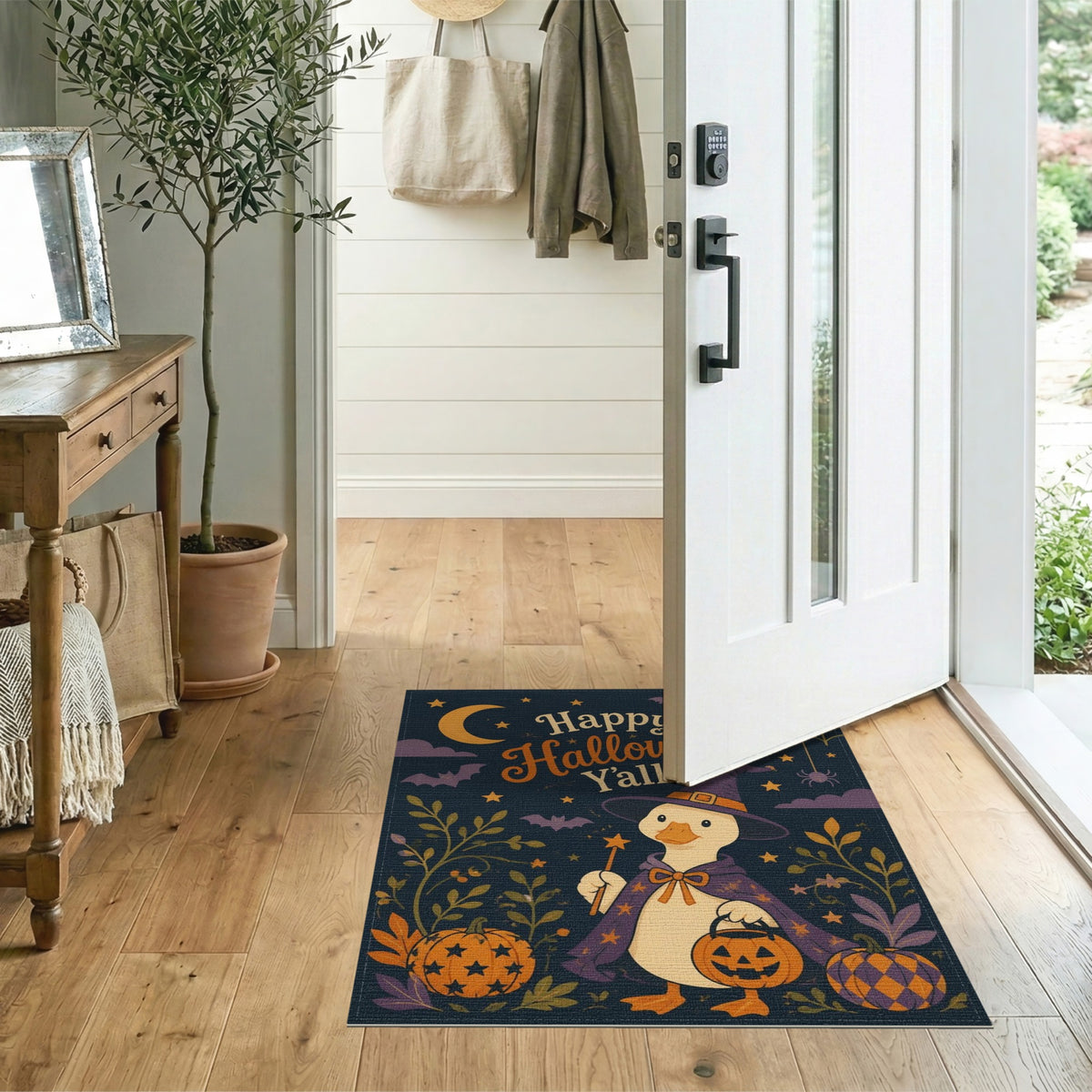 Happy Halloween Duck Witch Area Rug