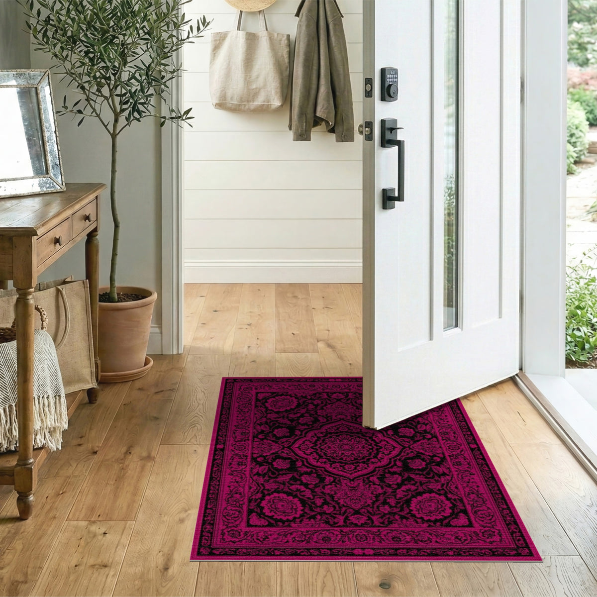 Floral Pink Persian Floral Medallion Rug