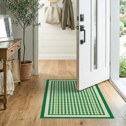Green Geometric Modern Green Geometric Lattice Area Rug