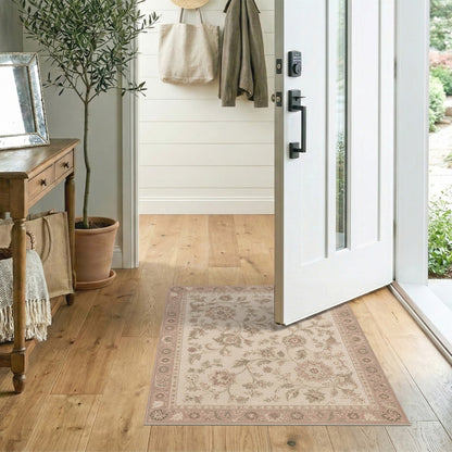 Beige Floral Vintage Area Rug