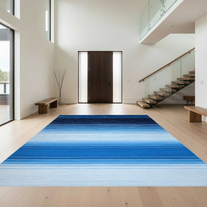 Navy Blue Ombre Striped Rug