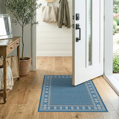 Blue and Teal Traditional Persian Blue Traditional Persian Area Rug