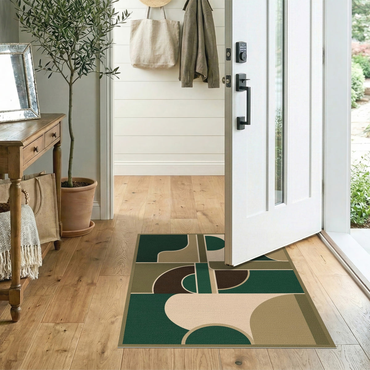 Green Geometric Area Rug