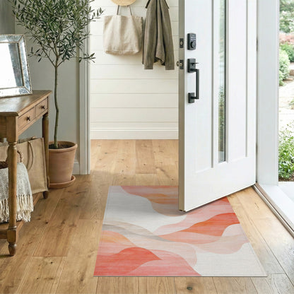 Abstract Area Wave Orange Wave Abstract Area Rug