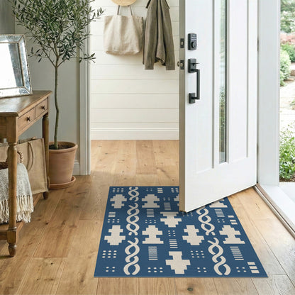 Blue Geometric Helix Area Rug