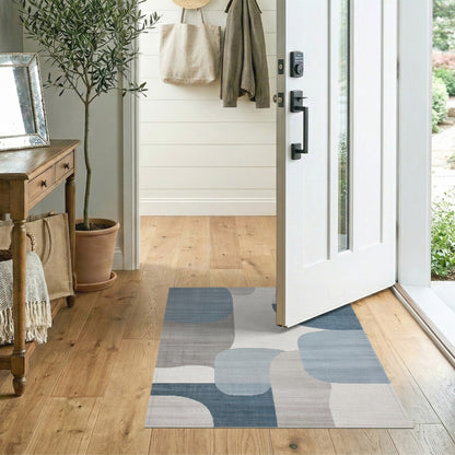 Blue Teal Abstract Circle Area Rug