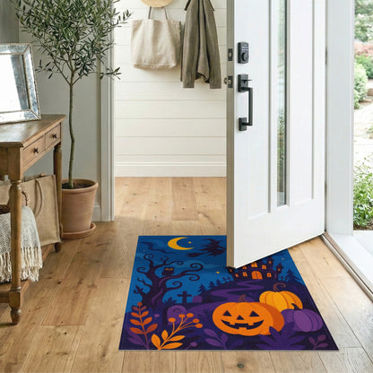 Halloween Witch Castle Pumpkin Area Rug
