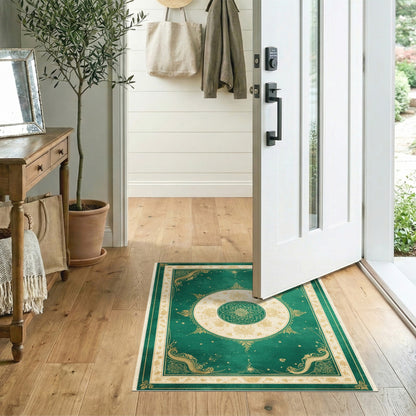 Emerald Green Dragon Mandala Area Rug