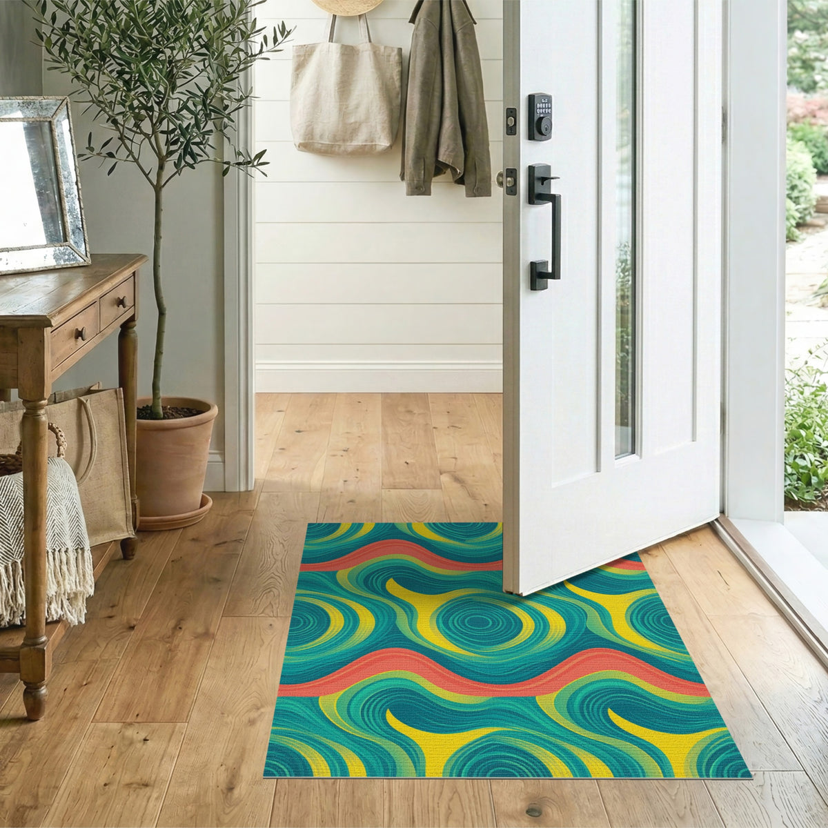 Blue Teal Swirl Abstract No. 4 Area Rug
