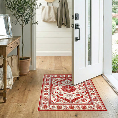 Red Persian Floral Medallion Area Rug