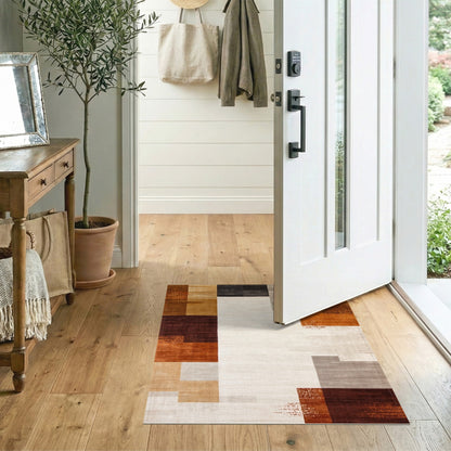Modern Geometric Brown Tan Area Rug