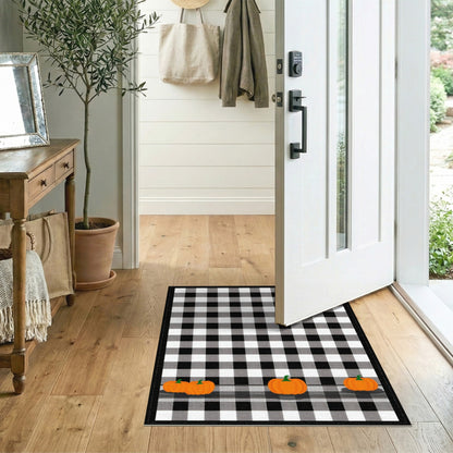 Black White Checkered Pumpkin Area Rug