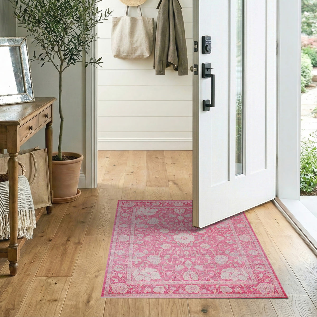 Pink Floral Vintage Area Rug