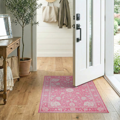Pink Floral Vintage Area Rug
