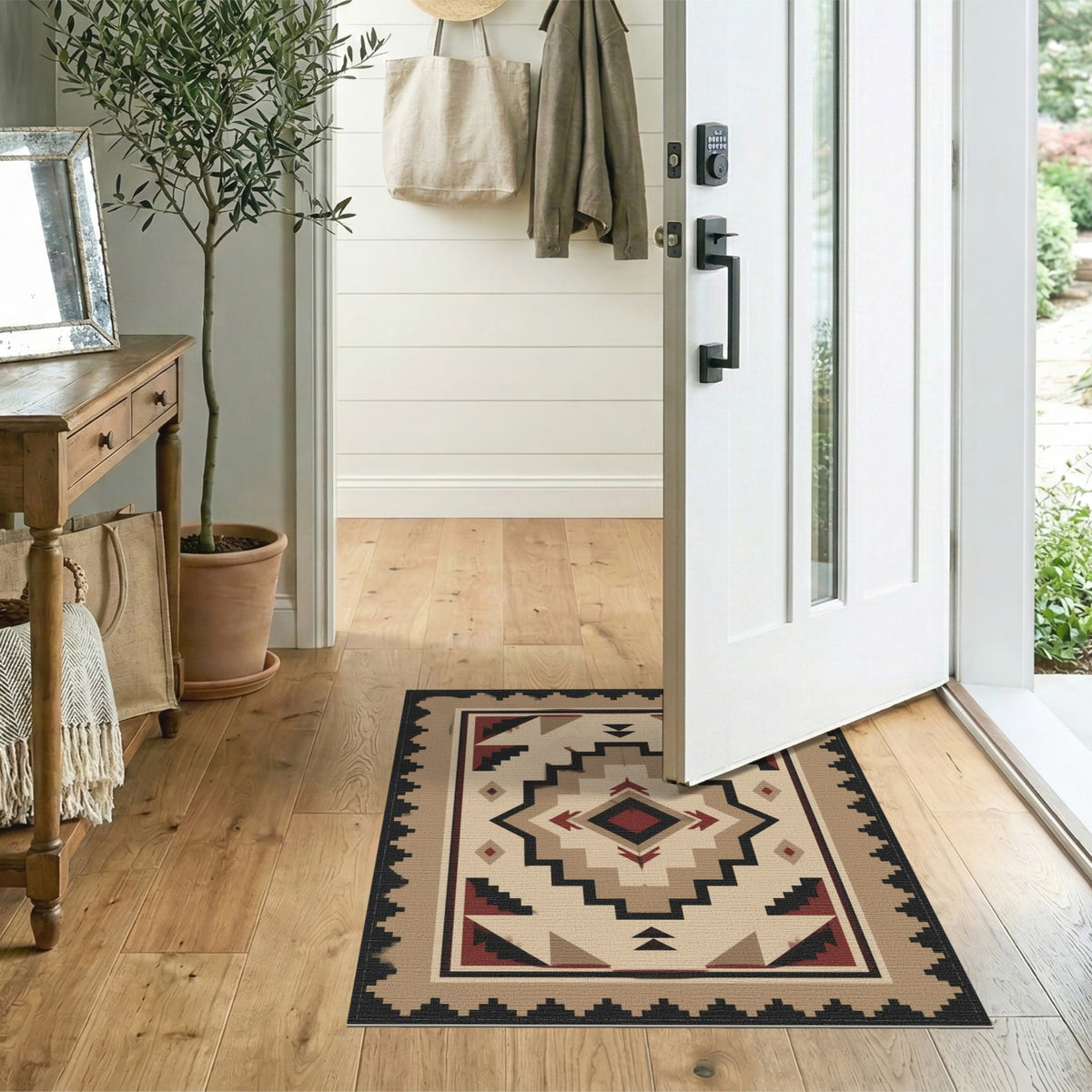 Brown and Tan Southwestern Geometric Area Rug
