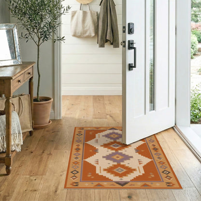 Southwestern Orange Geometric Area Rug