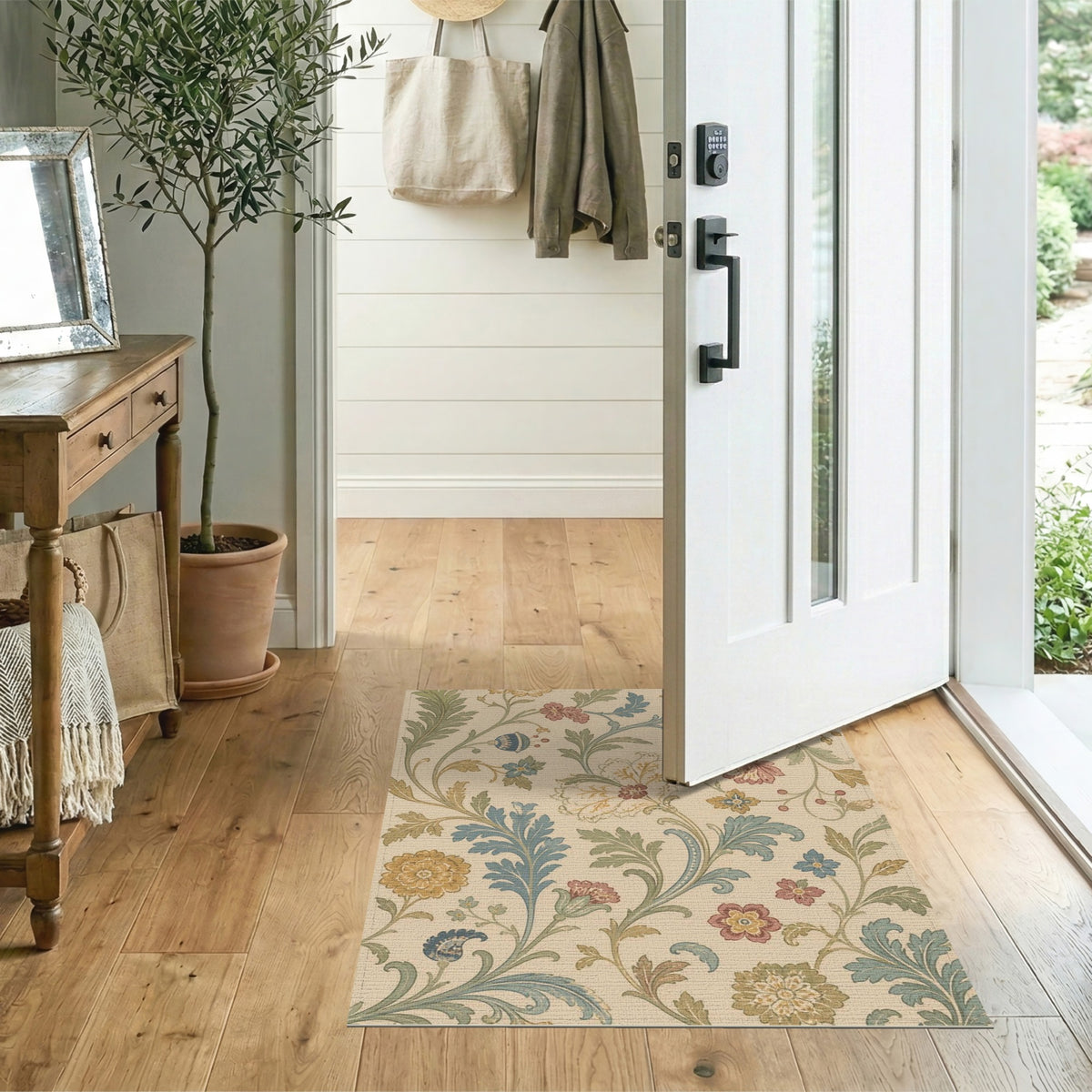 Vintage Floral Beige Area Rug